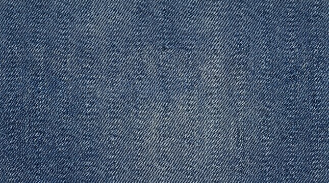 Dark blue denim fabric texture showing intricate woven cotton threads in a classic twill weave pattern