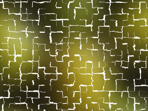 Abstract cracked surface texture with white lines on a blurred olive green background