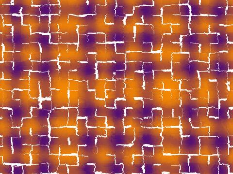 Abstract cracked earth texture with orange and purple hues digital illustration