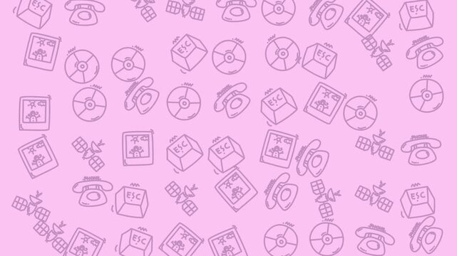 Retro Tech Doodle Pattern On Pink Background Pattern Background