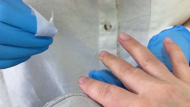 A lint free wipe gently removes polish residue and cleans the nail surface before the next manicure step. Proper nail preparation supports neat results and healthy nail care.