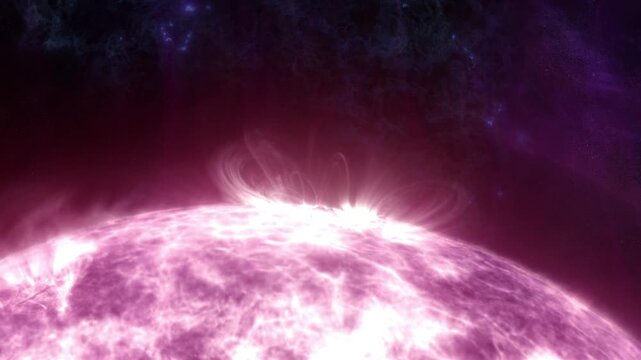 Dark matter nebula cosmic dust with stellar giant supermassive sun hostile space environment in 4K Ultra HD footage.
