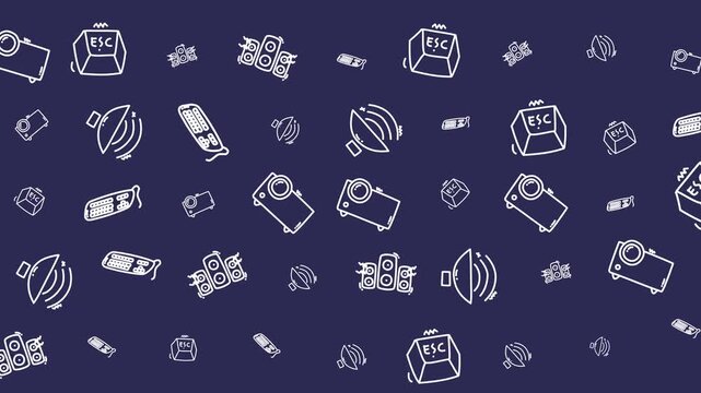 Seamless Pattern Of Hand-drawn Multimedia And Technology Icons