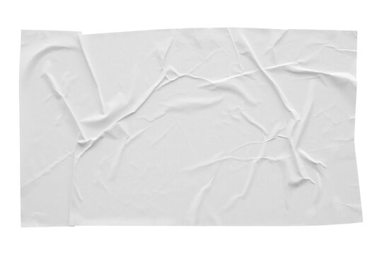 White crumpled sticker paper texture isolated on white background