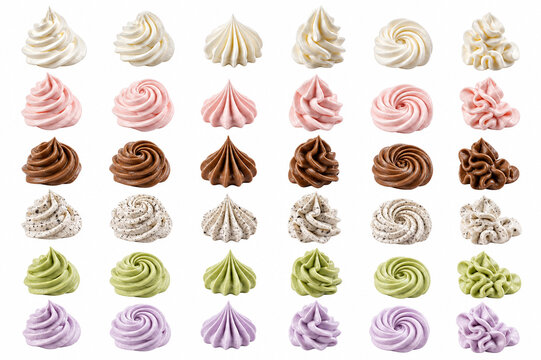 いろいろなフレーバーのカラフルなホイップクリーム素材　お菓子作り