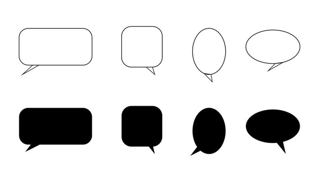 Speech bubble collection black and white vector graphics for communication and dialogue design