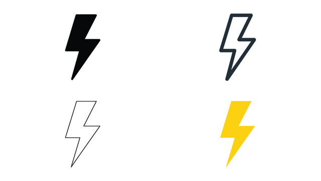 Four different colored lightning bolt icons on white background