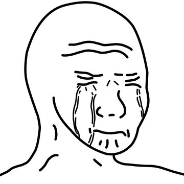 portrait of a crying wojak man