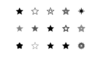 Fototapeta premium Stars in Various Styles and Designs Arranged in a 4x4 Grid Featuring Star, Design, Illustration with Icon and Symbol Elements