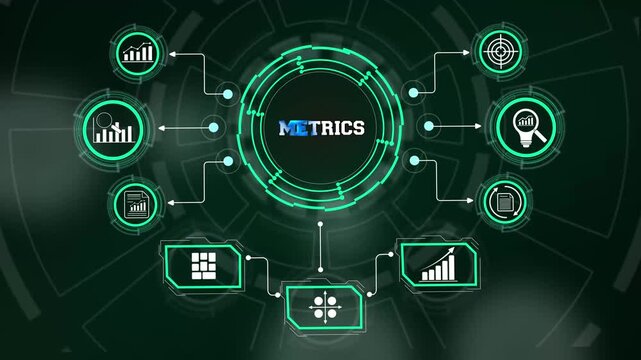 Metrics optimization layout visualizing enterprise yield performance statistics and interactive data network loops
