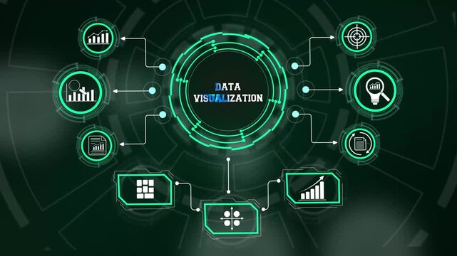 Data visualization interface tracking continuous corporate database transformations and real-time market stats