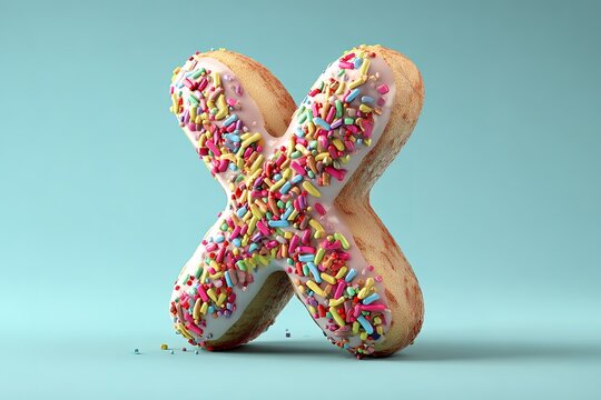 3d X donut texture with colorful sprinkles