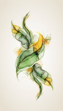 Abstract alcohol ink featuring flowing green and yellow liquid shapes with gold accents on a ad social media download thambnail template event festive festival 2026 2027 2028