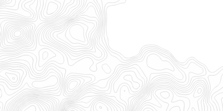 White topography map line geometric grid outline curve counter map wavy design. topography relief discovery area black spiral line space landscape texture background.