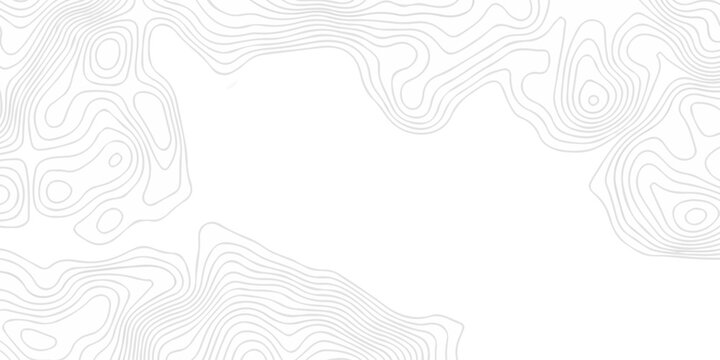 White topography map line geometric grid outline curve counter map wavy design. topography relief discovery area black spiral line space landscape texture background.
