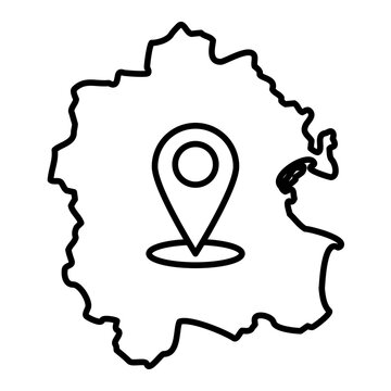 dublin city map with pin location line icon with editable stroke