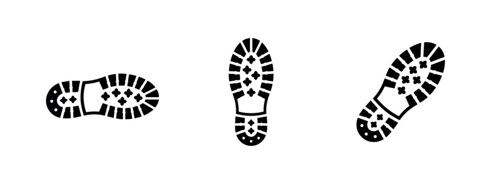 Footprint Shoe Print Boot Trace Vector Icons Set
