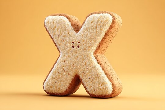 cute cartoon style 3d X letter with the biscuit texture 