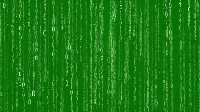 Green digital rain falling with black in center abstract data stream motion