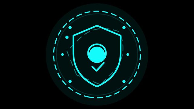 Secure Digital Shield Icon with Checkmark and Dot, Representing Safety and Protection in Cybersecurity and Online Trust