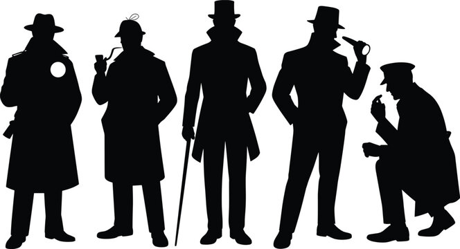 Detective silhouettes a noir collection of classic investigators and mystery figures