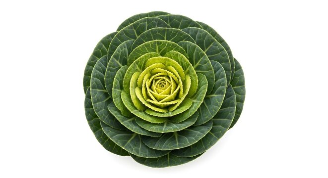 Top view of ornamental cabbage with vibrant green concentric leaves.