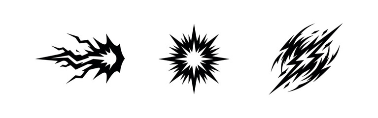 Explosion and Impact Effect Icons - Dynamic Energy Burst Symbols © Lili