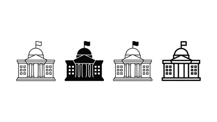 Four different black and white building icons with domes and columns standing alone © sharmin