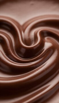 Melted Chocolate Swirl: A close-up shot of rich, melted dark chocolate in a swirling pattern, showcasing its smooth texture and deep, luscious color. A decadent treat that melts in your mouth.