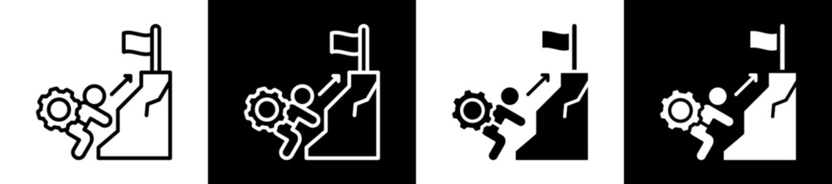 Effort Culminated Icon Set In Black And White Filled Style Collection
