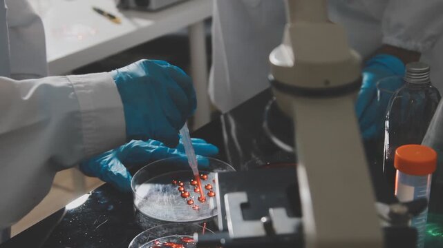 Glass vial, pipette and woman scientist in laboratory for medical study, research or experiment. Test tube, dropper and professional female person with chemical liquid for pharmaceutical innovation.