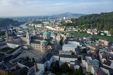 Fototapeta premium Skyline view in Salzburg, Austria