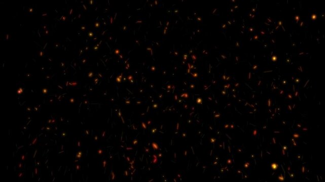 下から吹き上がる火の粉のシームレスループ 黒背景 4K 4秒完全ループ&times;2周収録