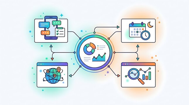 Business data analytics and management dashboard infographic