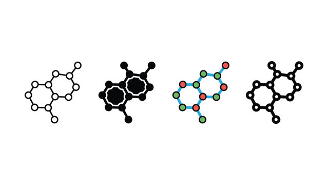 Four different molecular structures on white background  chemical compounds and bonds