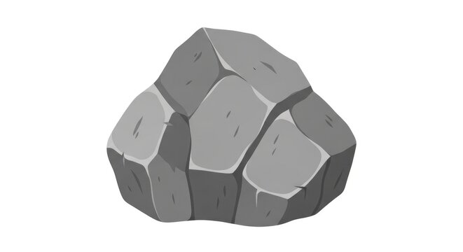 Gray 3D Rendered Geometric Rock Formation.