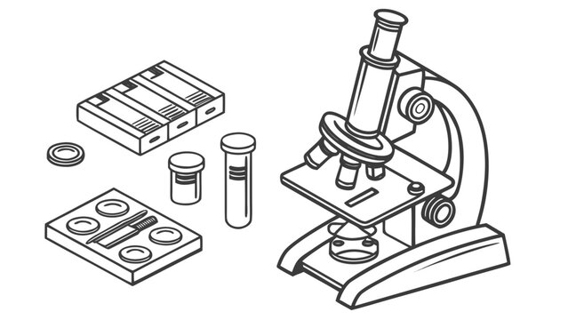 Microscope with slides and specimen containers microscope specimen containers