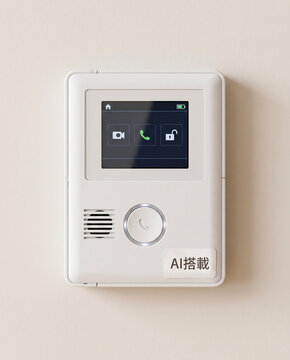 壁に設置されたAI搭載スマートインターホンの正面図