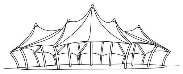 Large tensile membrane structure tent or circus pavilion in continuous line style © Alicja