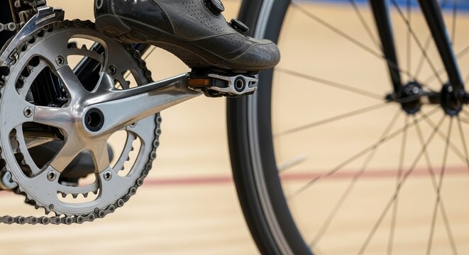 Exercise bike pedal and crank mechanism showcasing advanced design for seniors&rsquo; fitness needs. The bike features intricate components and a robust frame, ideal for gentle workouts.