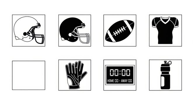 American football equipment and symbols collection.