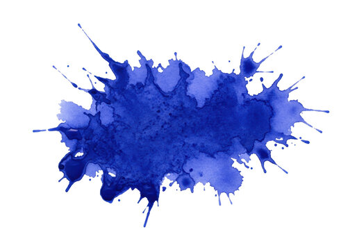 Abstract indigo blue watercolor element showing heavy granulation and fluid spread texture, isolated on a transparent background, soft studio lighting emphasizing realism, concept of high-end
