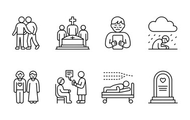 Fototapeta premium life stages and health concepts flat design vector illustration set with family, illness, and recovery