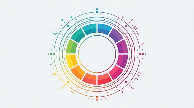 Colorful circular data visualization diagram on white background