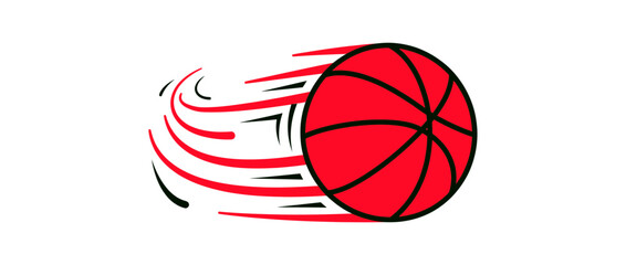 Red basketball in motion with speed lines © firia