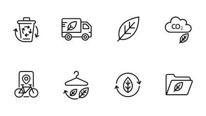 Fototapeta premium eco friendly sustainable living icons set flat design vector illustration