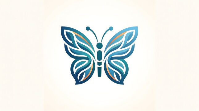 An abstract and modern vector logo design of a butterfly featuring symmetric wings with elegant flowing lines and curves