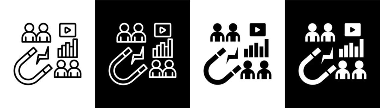 Inbound Marketing white and black icon set design