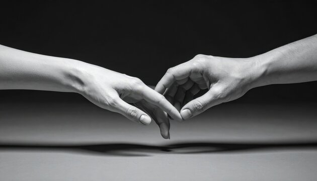 Dramatic Black and White of Aesthetic Friends Holding Hands showing Two People interlocking Fingers for Trust Commitments