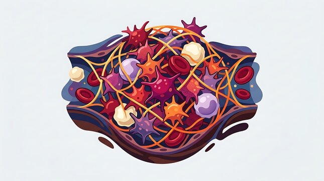 Blood clot formation with red cells and fibrin mesh